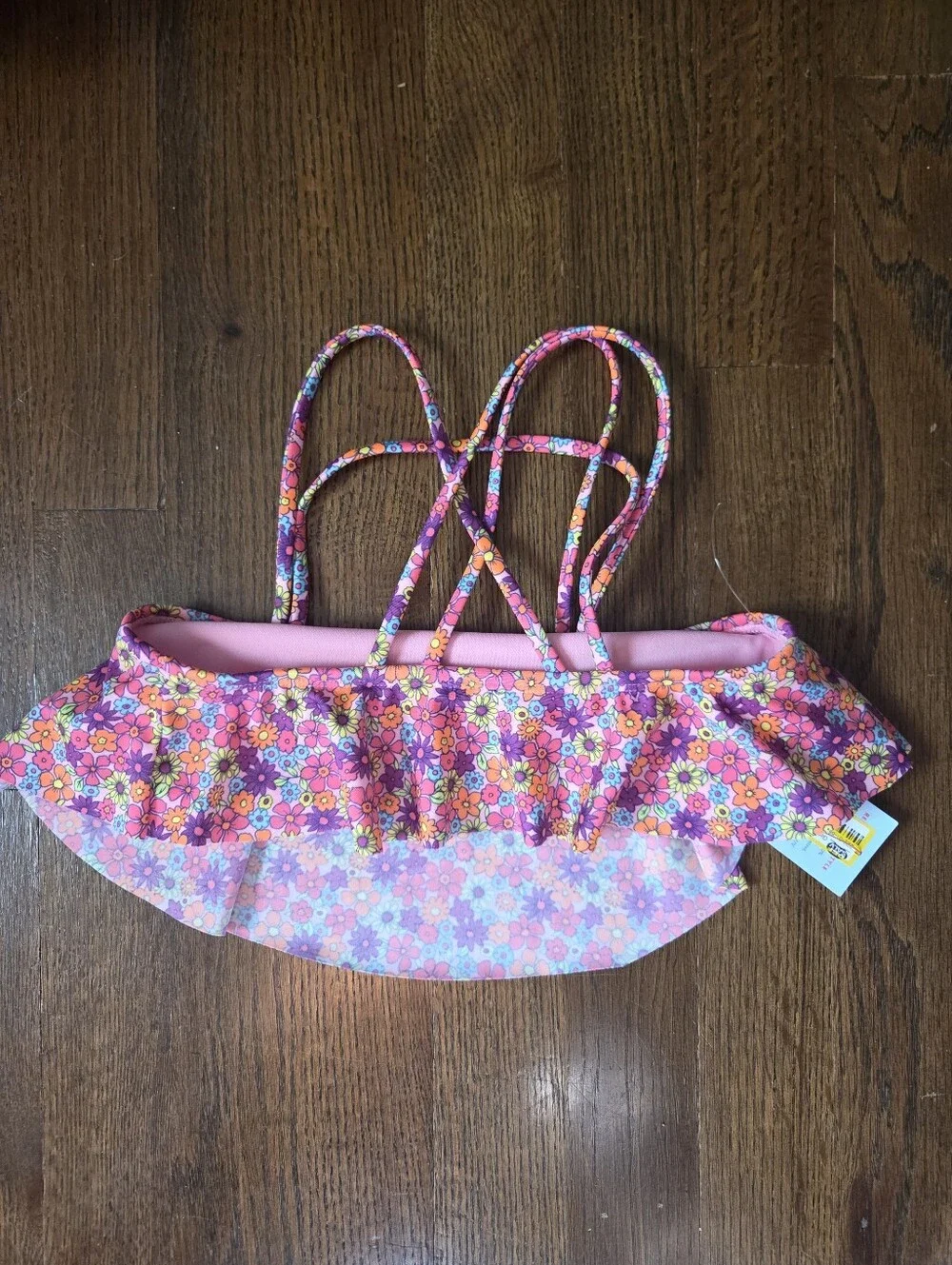 New Cat & Jack Girls Small 6/7 Floral Swim Top